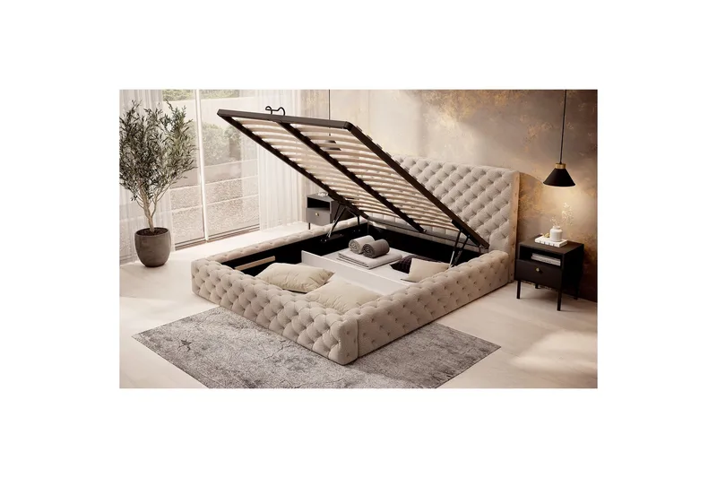 Princce Sengeramme 180x200 cm - Svart-hvit - Møbler - Senger - Senger med oppbevaring