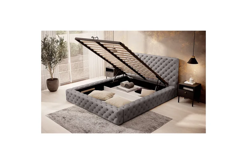 Princce Sengeramme 180x200 cm - Svart-hvit - Møbler - Senger - Senger med oppbevaring
