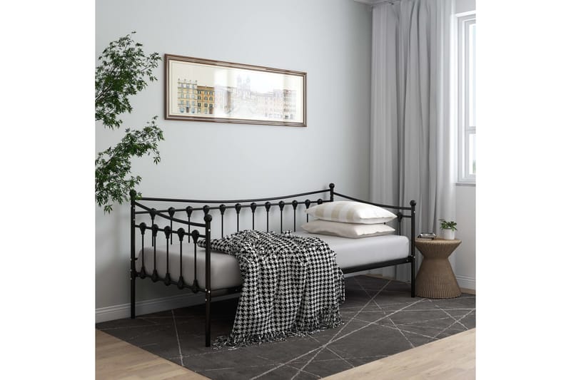 Ramme til sovesofa svart metall 90x200 cm - Svart - Sengeramme & sengestamme