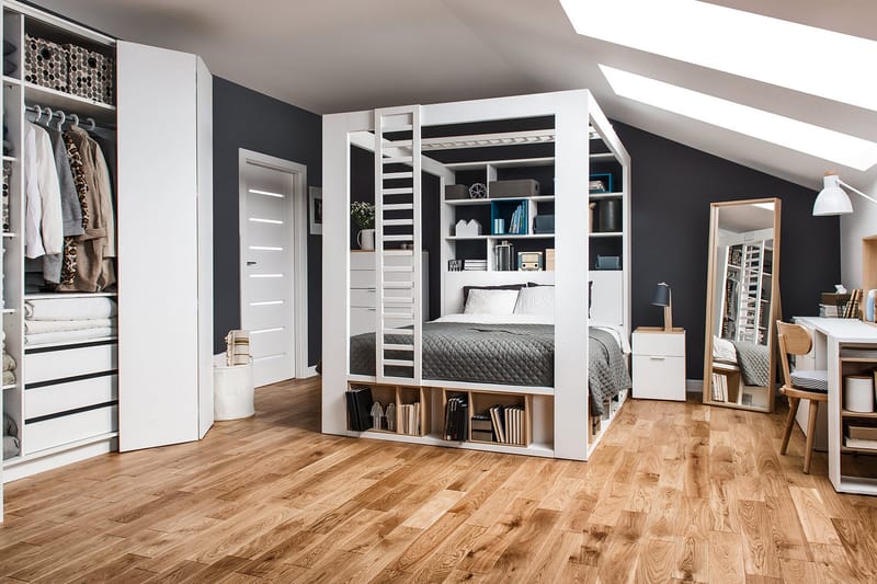 4You Sengeramme med Oppbevaring 160x200 cm i Malt Tre med Sengegavl - Hvit - Møbler - Senger - Sengeramme & sengestamme