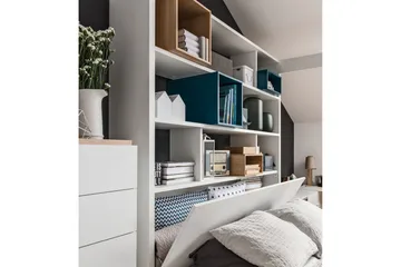4You Sengeramme med Oppbevaring 160x200 cm i Tre med Sengegavl - Hvit - Møbler - Senger - Sengeramme & sengestamme