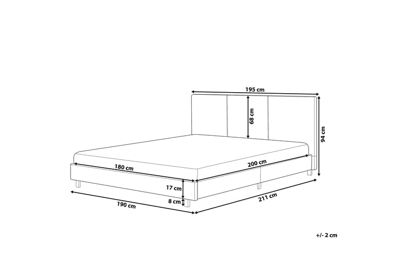 Albi Dobbeltseng 180x200 cm i Stoff med Sengegavl - Beige - Møbler - Senger - Sengeramme & sengestamme