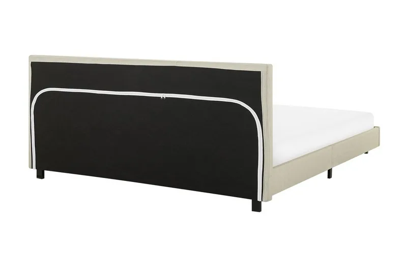Albi Dobbeltseng 180x200 cm i Stoff med Sengegavl - Beige - Møbler - Senger - Sengeramme & sengestamme
