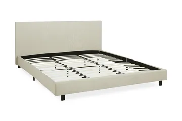 Albi Dobbeltseng 180x200 cm i Stoff med Sengegavl - Beige - Møbler - Senger - Sengeramme & sengestamme