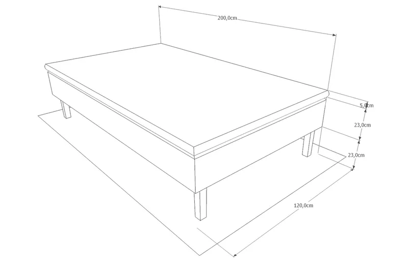 Basic Rammeseng 120x200 Ancona - Grå - Møbler - Senger - Enkeltsenger