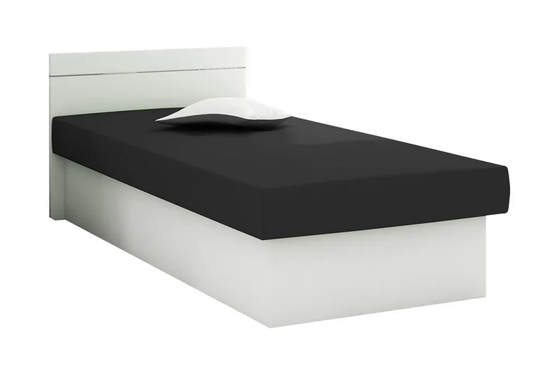 Berta Sengepakke 80x190 cm i Stoff med Sengegavl + Overmadrass, Svart
