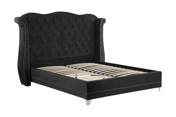 Dobbeltseng AYETTE 160 x 200 cm fløyel Svart - Svart - Møbler - Senger - Rammeseng