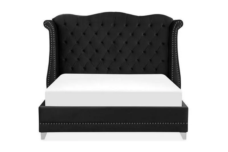 Dobbeltseng AYETTE 160 x 200 cm fløyel Svart, Svart