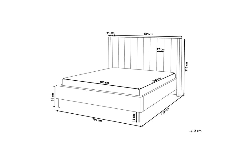Dobbeltseng Barkerud 180x200 cm - Grå - Møbler - Senger - Sengeramme & sengestamme