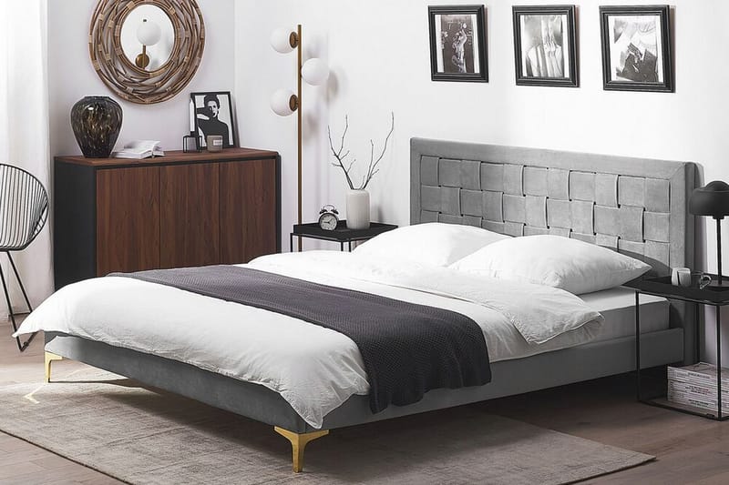 Dobbeltseng Darhult 140x200 cm - Grå - Møbler - Senger - Sengeramme & sengestamme