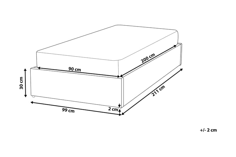 Dobbeltseng Dinan 90 | 200 cm - Beige - Rammeseng