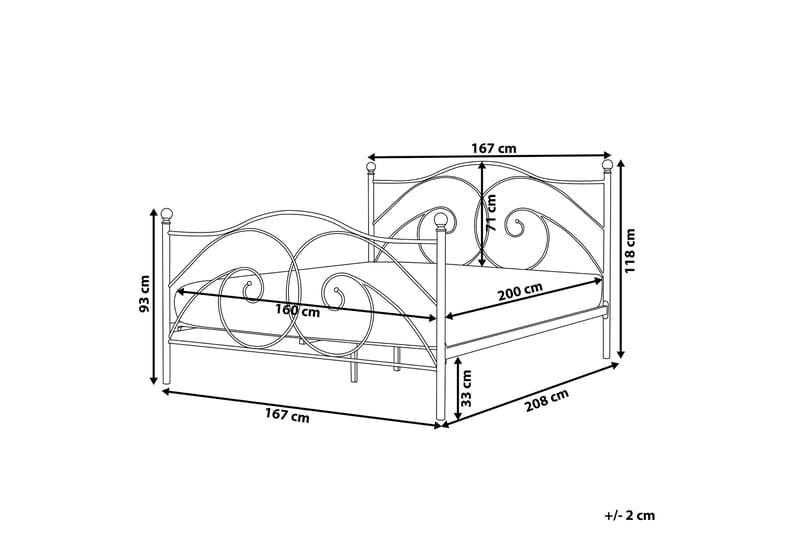 Dobbeltseng Dinard 160 | 200 cm - Hvit - Rammeseng - Dobbeltsenger