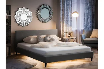 Dobbeltseng Fitou 160 - Grå - Møbler - Senger - Sengeramme & sengestamme