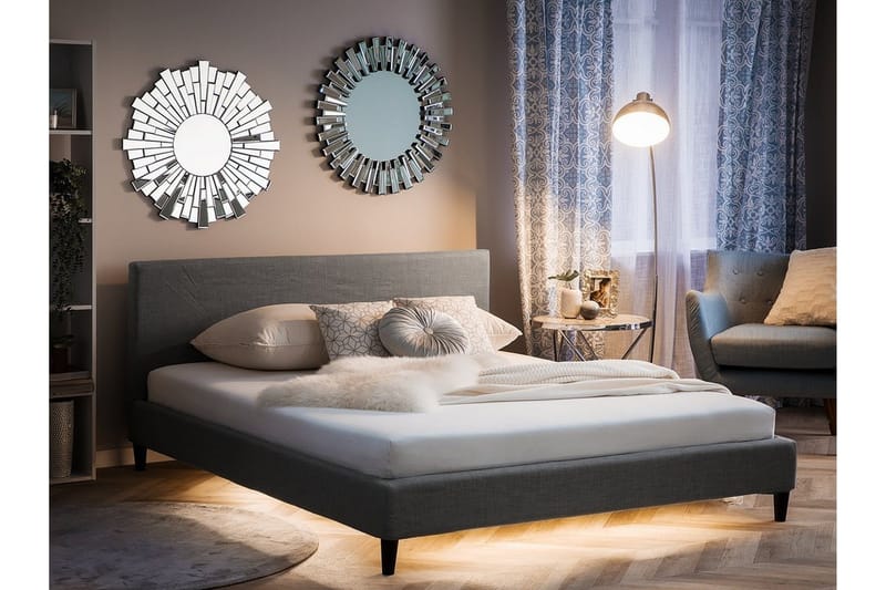 Dobbeltseng Fitou 160 - Grå - Møbler - Senger - Sengeramme & sengestamme