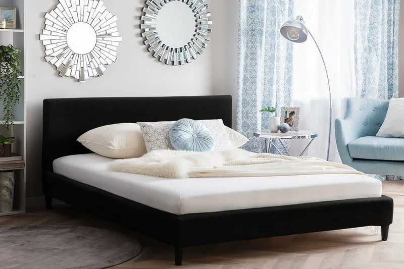 Dobbeltseng Fitou 160 - Svart - Møbler - Senger - Sengeramme & sengestamme