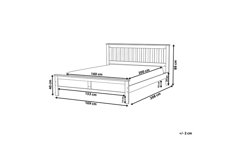 Dobbeltseng Mayenne 160 | 200 cm - Hvit - Rammeseng - Dobbeltsenger