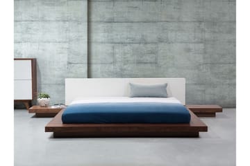 Dobbeltseng ZEN med Nattbord og LED 180x200 brun - Brun - Møbler - Senger - Rammeseng