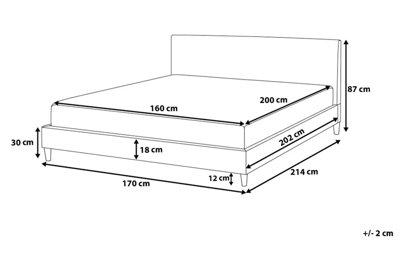 Fitou Sengeramme 160x200 cm i Stoff med Sengegavl - Beige - Møbler - Senger - Sengeramme & sengestamme