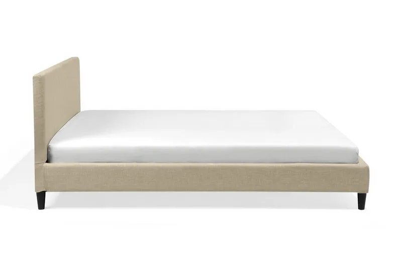 Fitou Sengeramme 160x200 cm i Stoff med Sengegavl - Beige - Møbler - Senger - Sengeramme & sengestamme