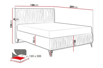 Gortin Sengepakke – Seng 120x200 cm i Fløyel med Sengegavl + Overmadrass - Grønn - Møbler - Senger - Komplett sengepakke