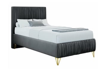 Gortin Sengeramme 80x200 cm i Fløyel med Sengegavl - Grå - Møbler - Senger - Komplett sengepakke