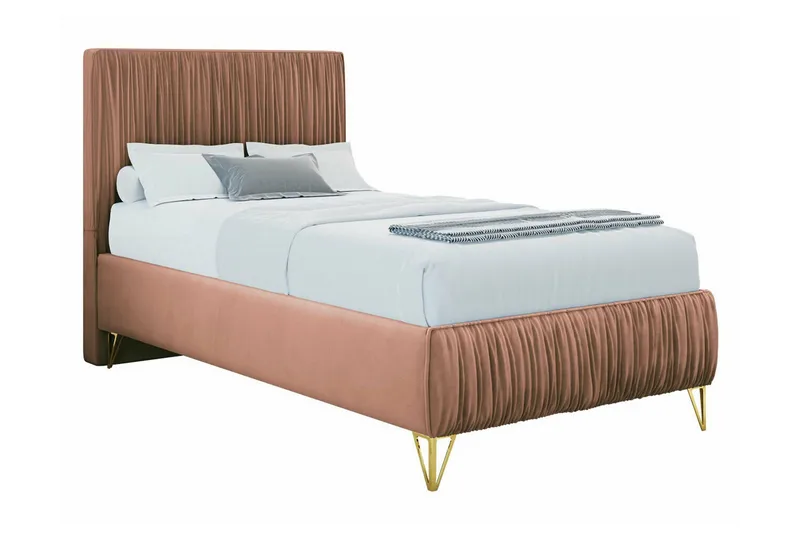 Gortin Sengeramme 80x200 cm i Stoff med Sengegavl, Rosa