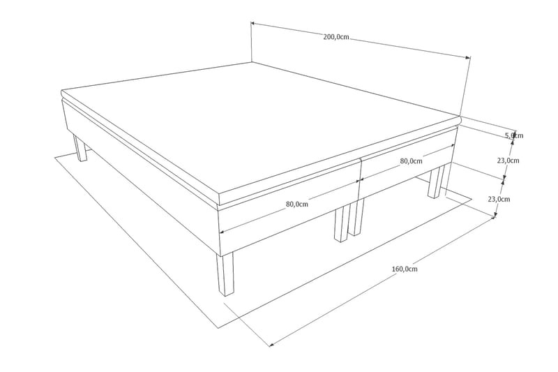 Komplett Sengepakke Prime Mørkgrå - 160x200 cm - Rammeseng - Dobbeltsenger - Komplett sengepakke