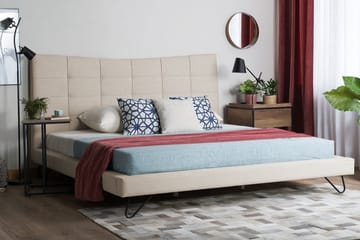 Lannion Dobbeltseng 180 | 200 cm - Beige - Møbler - Senger - Sengeramme & sengestamme