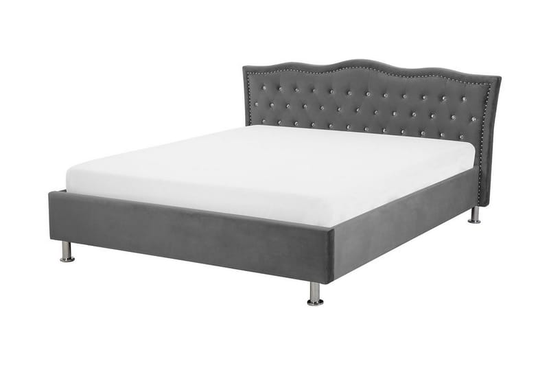 Metz Sengeramme med Oppbevaring 140x200 cm i Fløyel med Sengegavl - Grå - Møbler - Senger - Sengeramme & sengestamme