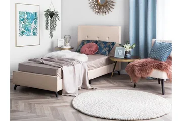 Nattaro Sengeramme 90x200 cm i Stoff med Sengegavl - Beige - Møbler - Senger - Sengeramme & sengestamme