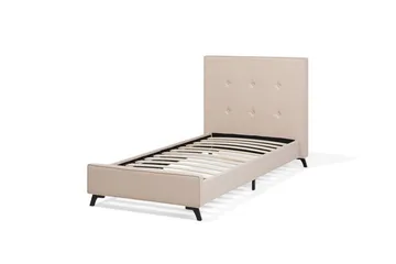 Nattaro Sengeramme 90x200 cm i Stoff med Sengegavl - Beige - Møbler - Senger - Sengeramme & sengestamme