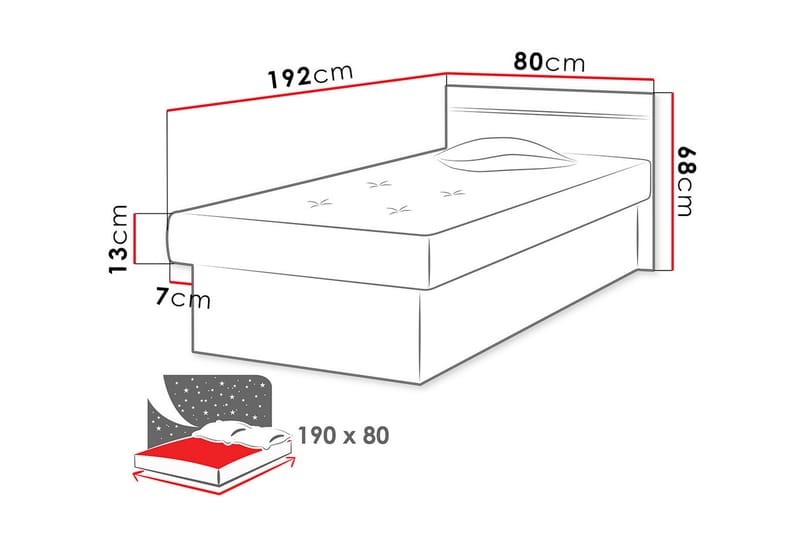 Rammeseng Berta 192x80x68 cm - Rammeseng - Enkeltsenger