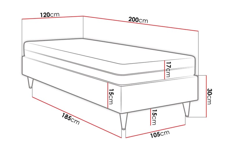 Rammeseng Forenza 120x200 cm - Fløyel/Blå/Tre/Metall - Rammeseng