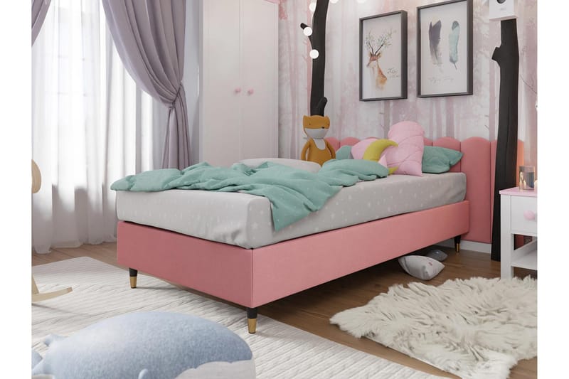 Rammeseng Forenza 120x200 cm - Fløyel/Rosa/Tre/Metall - Møbler - Senger - Rammeseng
