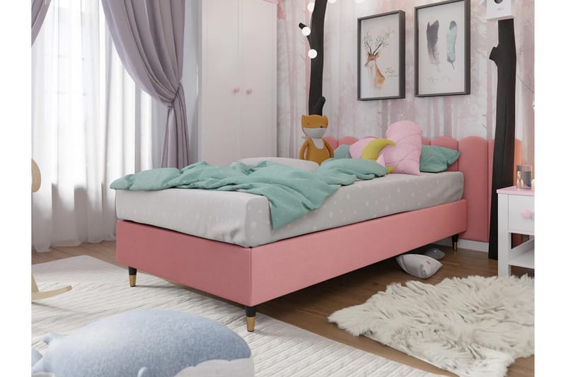 Rammeseng Forenza 120x200 cm - Fløyel/Rosa/Tre/Metall - Rammeseng