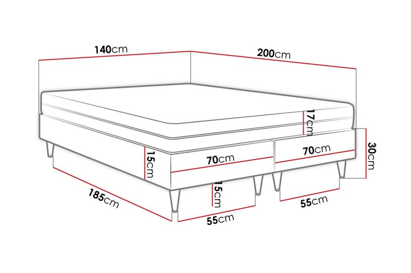 Rammeseng Forenza 140x200 cm - Fløyel/Beige/Tre/Metall - Rammeseng