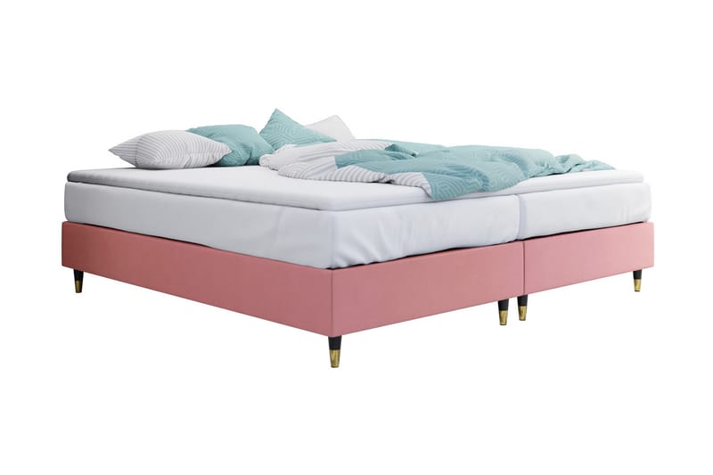 Rammeseng Forenza 140x200 cm - Fløyel/Rosa/Tre/Metall - Rammeseng