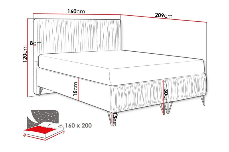 Rammeseng Gortin 160x200 cm - Beige - Rammeseng - Dobbeltsenger