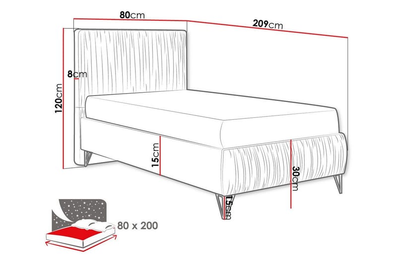 Rammeseng Gortin 80x200 cm - Møbler - Senger - Komplett sengepakke