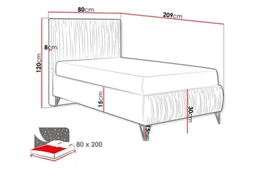 Rammeseng Gortin 80x200 cm - Møbler - Senger - Komplett sengepakke