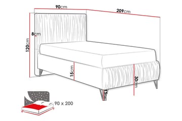 Rammeseng Gortin 90x200 cm - Mørkegrå - Møbler - Senger - Rammeseng