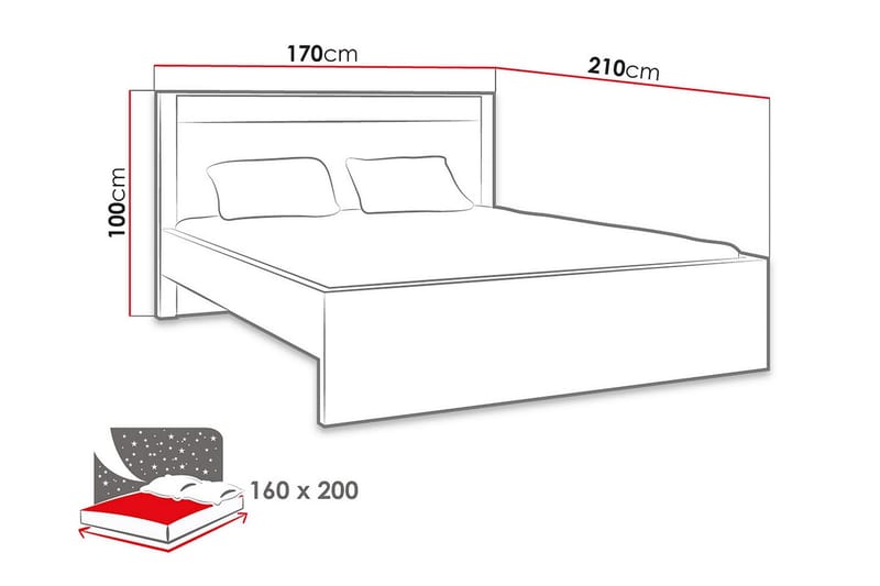 Rammeseng Indianapolis 210x170x100 cm - Rammeseng - Dobbeltsenger