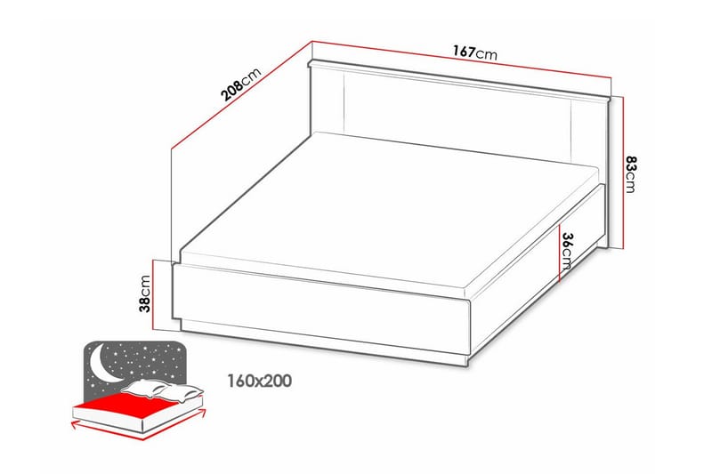 Rammeseng Strathy 160x200 cm - Svart - Rammeseng - Dobbeltsenger