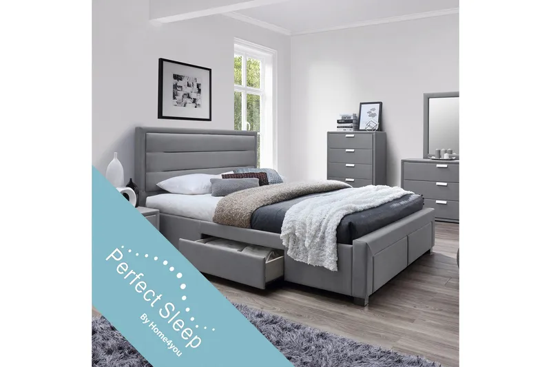 Seng CAREN med 4 skuffer/Madrass HARMONY DELUX