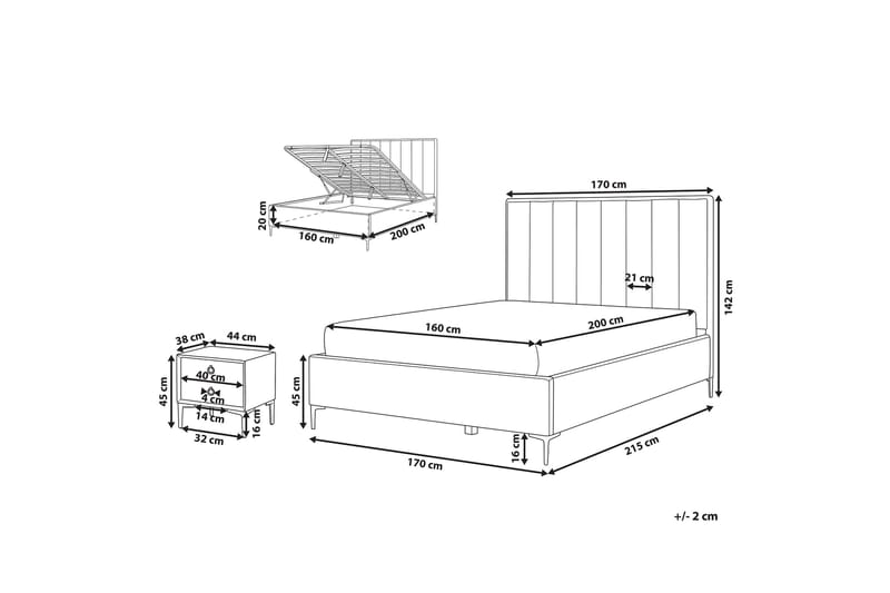 Sezanne Rammeseng 160x200 cm - Fløyel/Grå - Møbler - Senger - Sengeramme & sengestamme