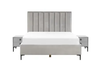 Sezanne Rammeseng 160x200 cm - Fløyel/Grå - Møbler - Senger - Sengeramme & sengestamme