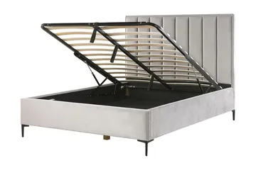 Sezanne Rammeseng 160x200 cm med Oppbevaring - Fløyel/Grå - Møbler - Senger - Sengeramme & sengestamme