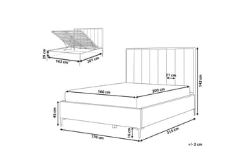 Sezanne Rammeseng 160x200 cm med Oppbevaring - Fløyel/Grå - Møbler - Senger - Sengeramme & sengestamme