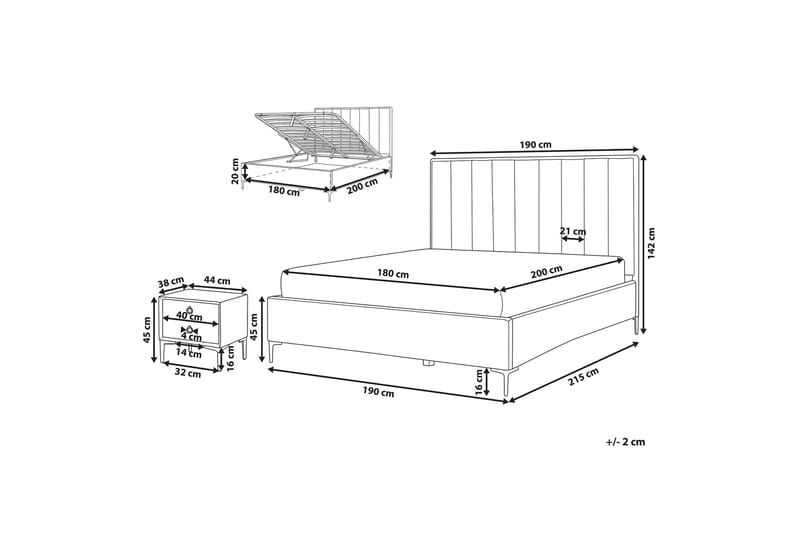 Sezanne Rammeseng 180x200 cm - Fløyel/Blå - Møbler - Senger - Rammeseng