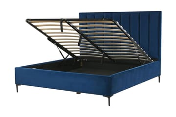 Sezanne Rammeseng 180x200 cm med Oppbevaring - Fløyel/Blå - Møbler - Senger - Sengeramme & sengestamme